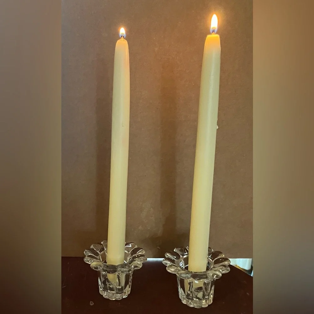 Pair‎ Glass Candleholders Italy NIB